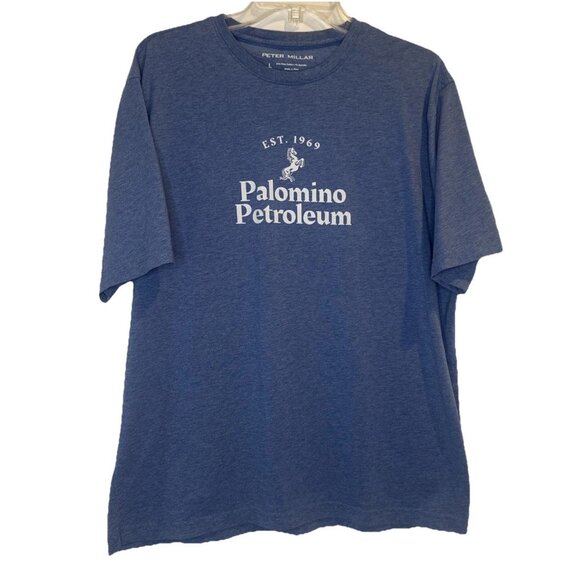 Peter Millar Men’s Palomino Petroleum Blue Short Sleeve Cotton Blend T Shirt L - Picture 1 of 7